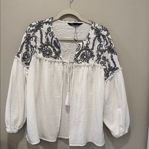 ZARA OPEN CARDIGAN WITH EMBROIDERY SIZE M New